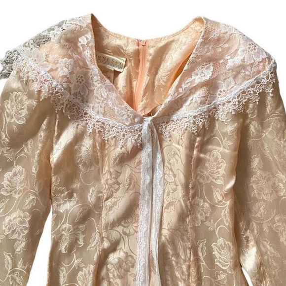 Gunne Sax by Jessica McClintock 1970s Vintage Pink White Lace Dress - Picture 3 of 5